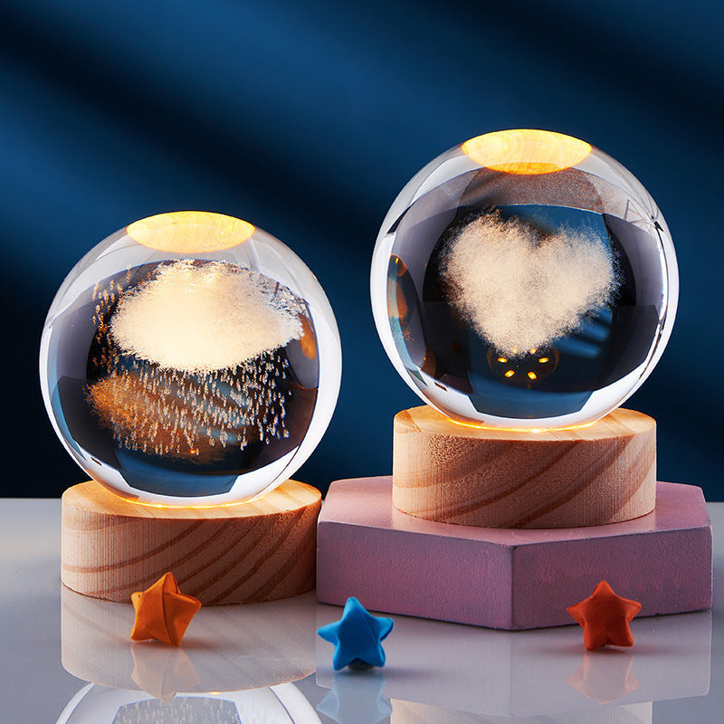 LumaOrb Crystal 3D Night Lamp Elegant Ambient Bedroom Light