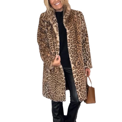Manteau Mi-Long Imprimé Léopard