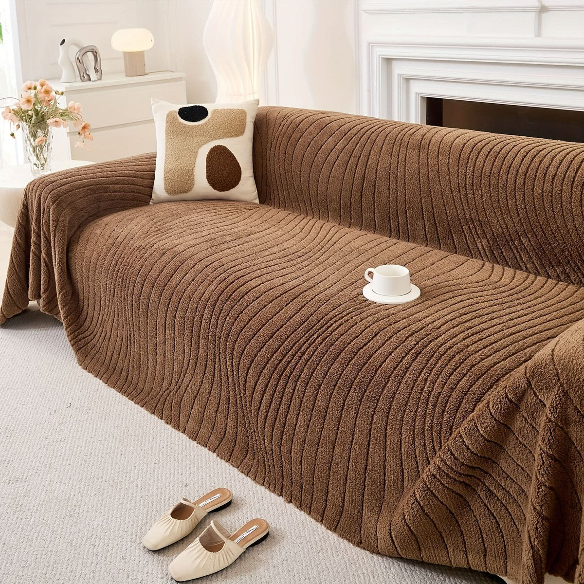 Plaid réversible en peluche pour canapé, utilisable toute l’année | ribuella