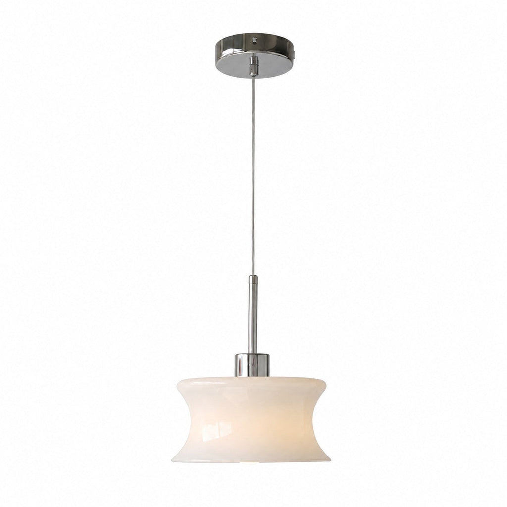 French Retro Glass Pendant Light, Compact Hourglass Shade, Slim Suspension
