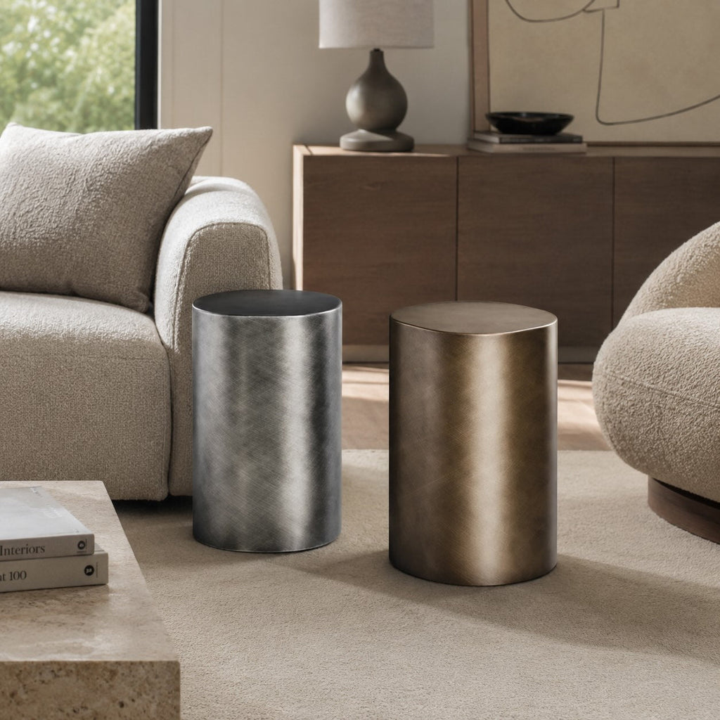 Contemporary Small Side Table with Irregular Top and Hand-Brushed Steel Finish for Versatile Spaces | ribuella