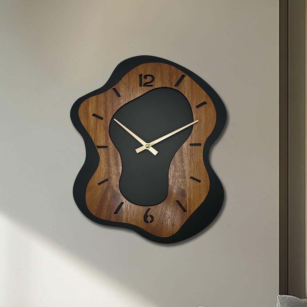 Unique Wooden Wall Clock with Irregular Design and Battery Operated | ribuella