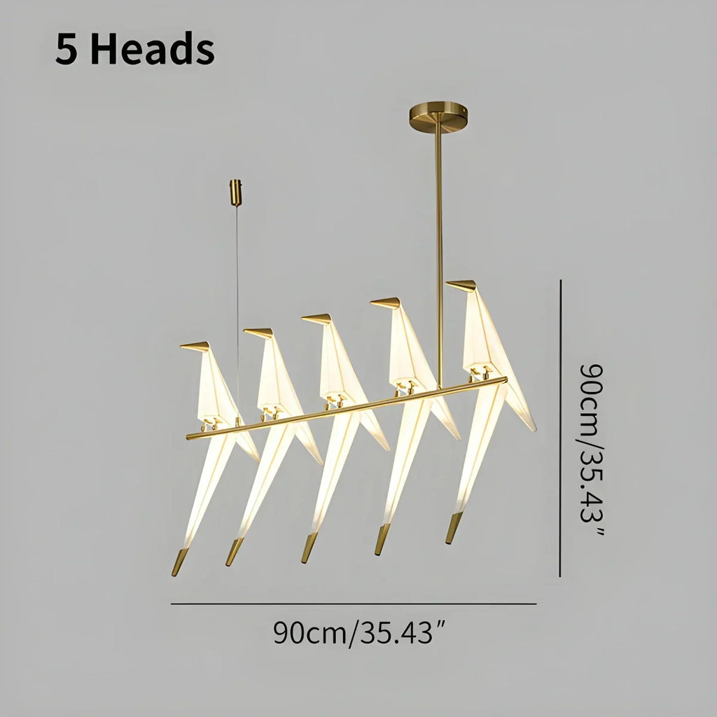 Origami Paper Crane Chandelier With Sculptural Hanging Forms
