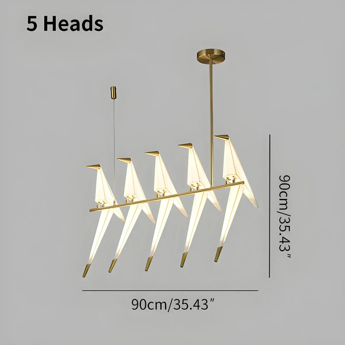 Origami Paper Crane Chandelier With Sculptural Hanging Forms