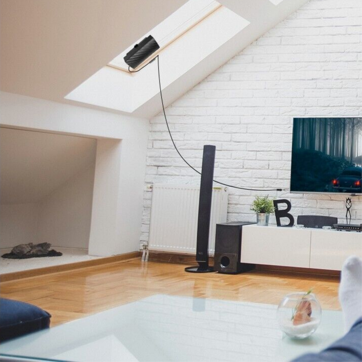 Erősített beltéri digitális TV-antenna, nagy hatótávolságú, HD- és 4K-támogatással