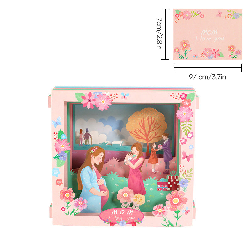 3D-pop-up-kort till mors dag med blommotiv, minnessak och detaljerad blommande design