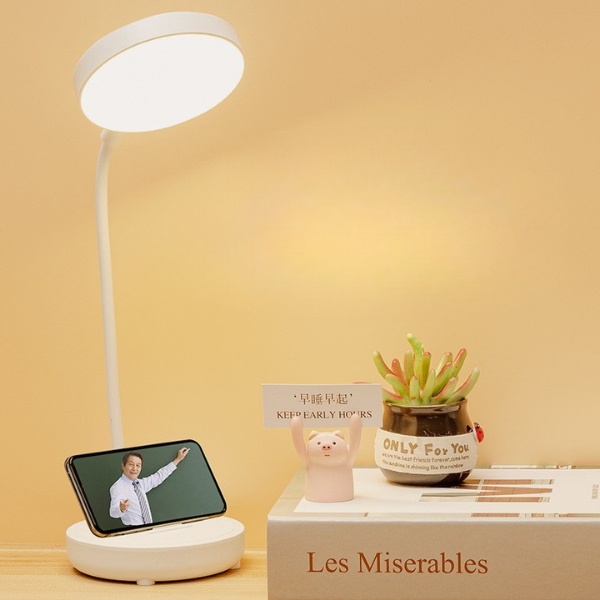 Moderne LED-skrivebordslampe, justerbar lysstyrke og fleksibel hals