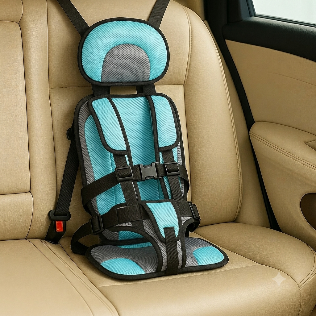 Portable Compact Kids Travel Booster Seat Adjustable Safety Belt
