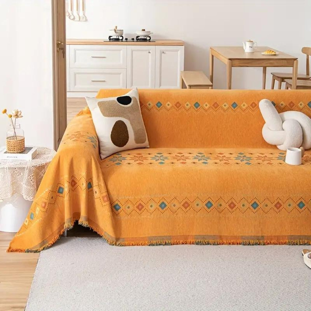 Boho Sofa Cover — Elegant Tassel Trim And Non-Slip Backing