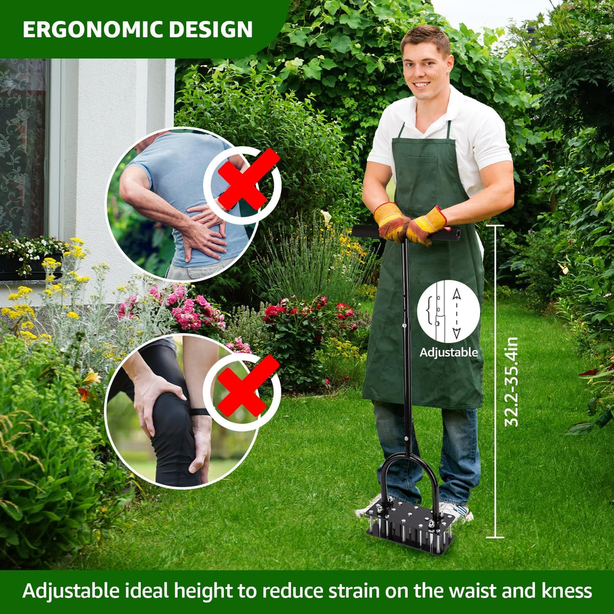 Self-Cleaning Lawn Aerator – Adjustable Height Tool | ribuella