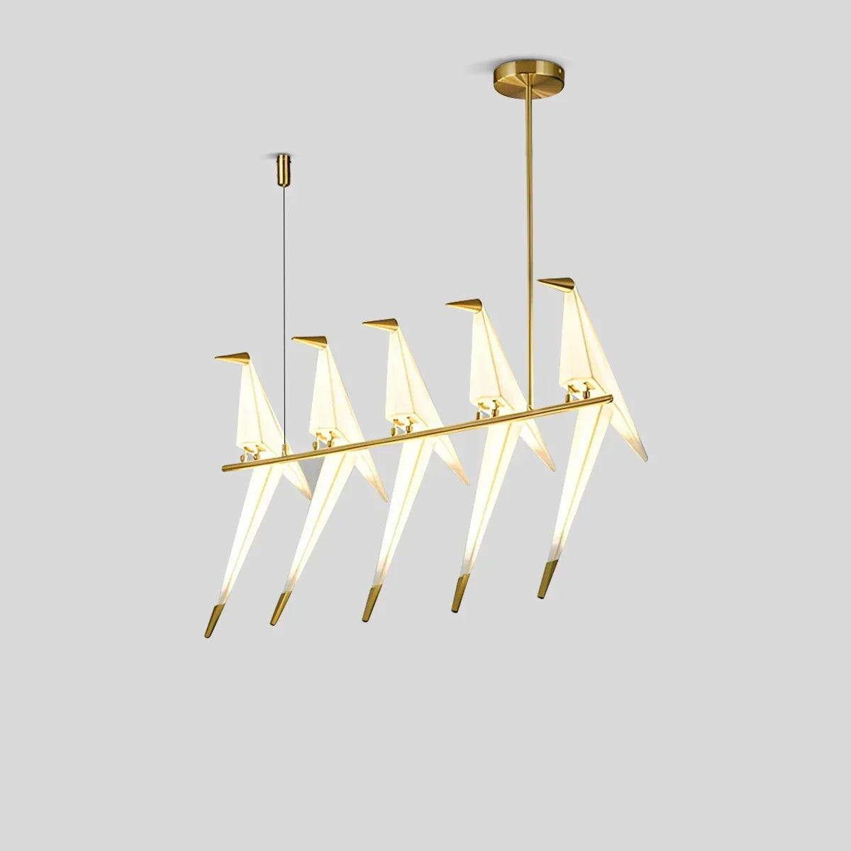 Origami Paper Crane Chandelier With Sculptural Hanging Forms
