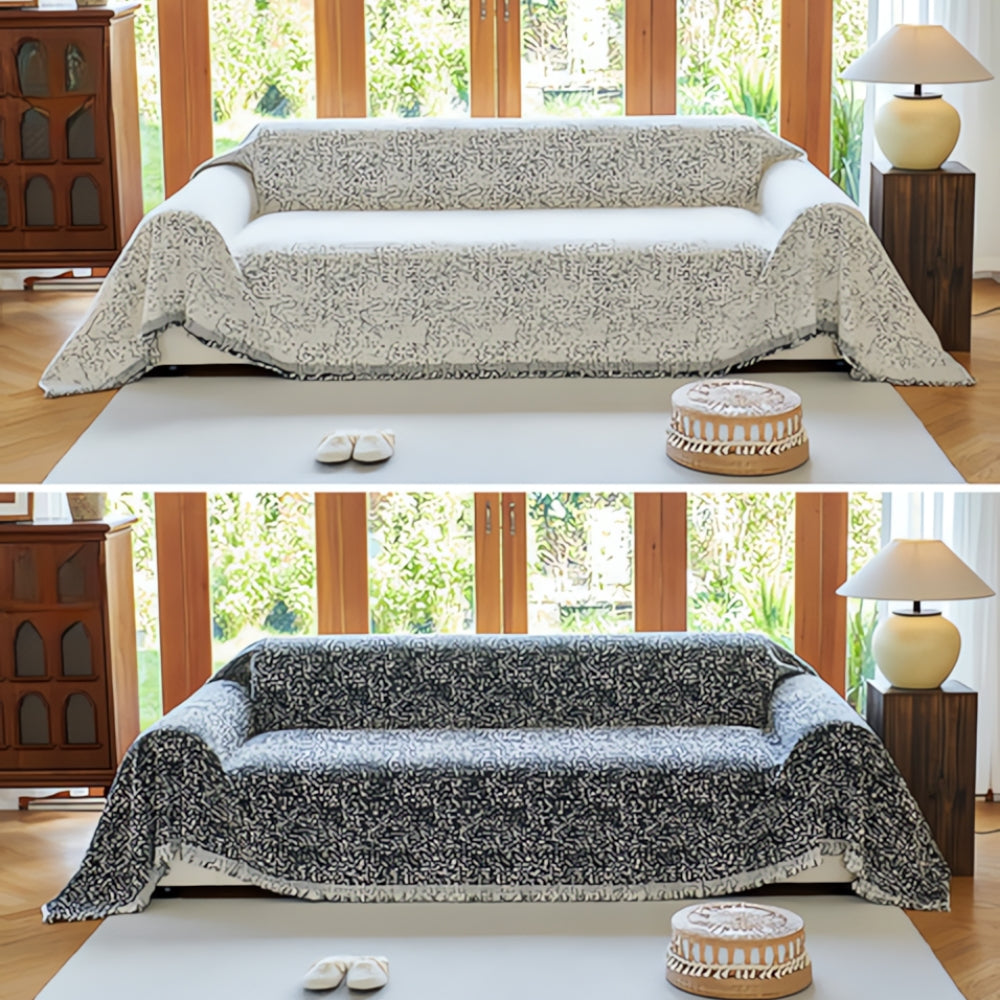 Reversible Nordic Speckle Boho Couch Cover Durable Protection