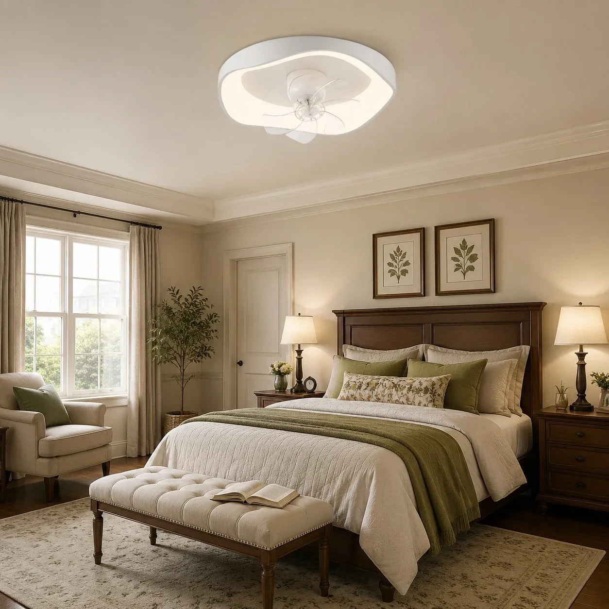 Full Spectrum Eye-Care Ceiling Fan Light — Compact Low Profile Design