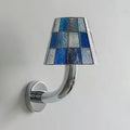Fun Guy Wall Lamp Curved Chrome Arm And Mosaic Style Glass Shade
