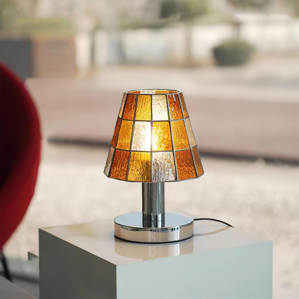 Fun Guy Table Lamp Contemporary Geometric Silhouette In Amber Blue And Clear Colors