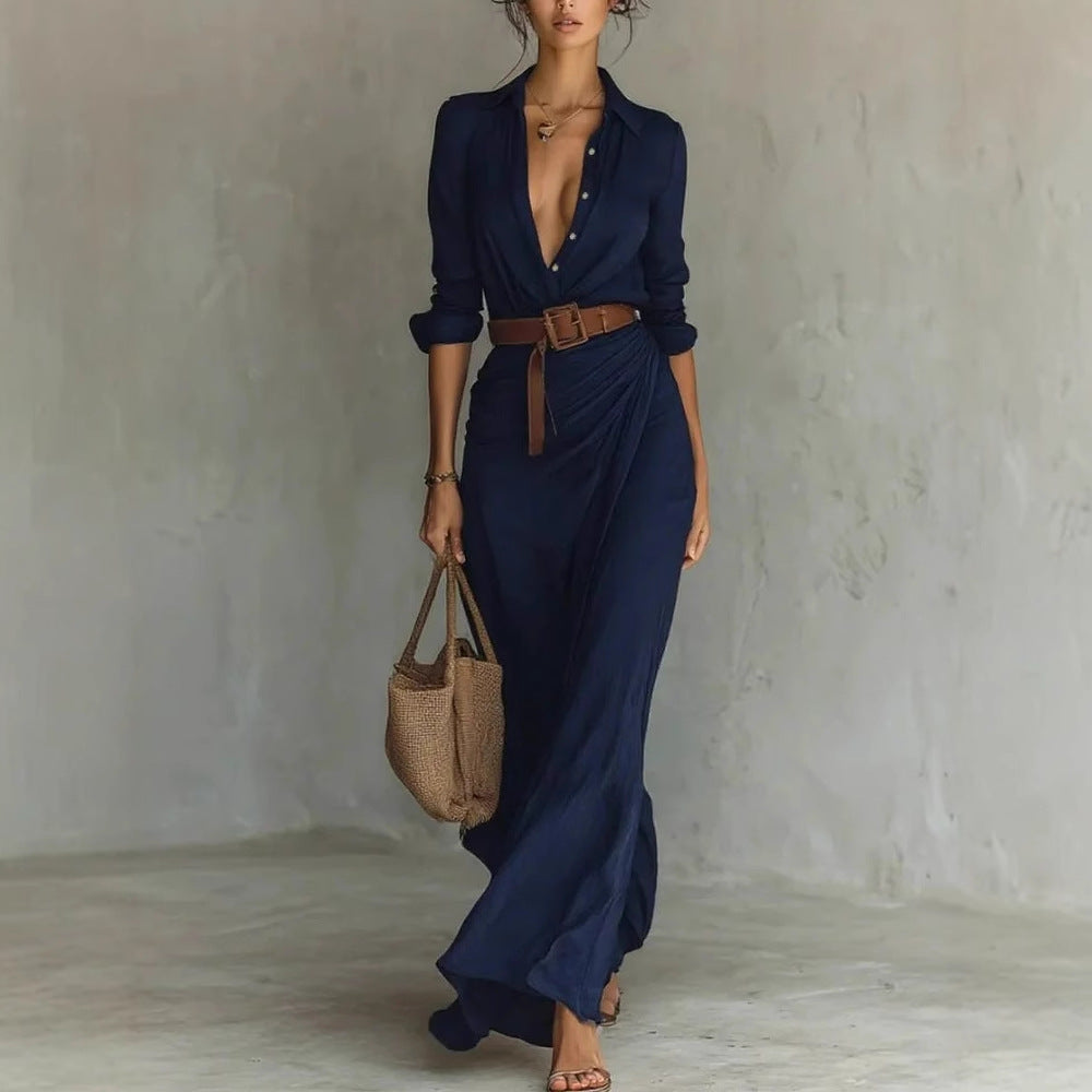 Robe Chemise Longue Drapée