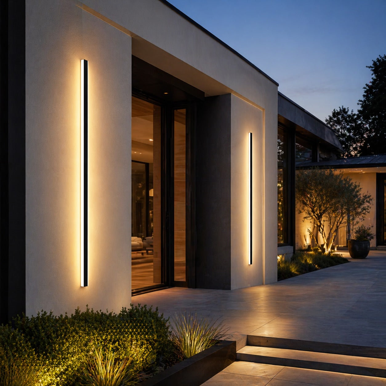 Dimmbare wasserdichte IP65-LED-Außenwandleuchte aus Aluminium, Streifenschirm, Schwarz | ribuella