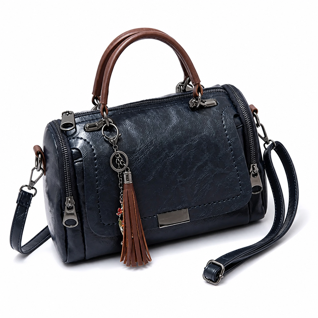 Vegan Leather Convertible Satchel Handbag (Tassel Charm) | ribuella