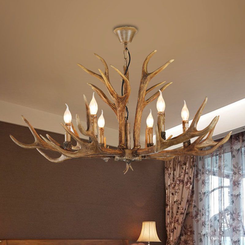 Silva Retro Deer Antlers Resin Chandelier, 6-Light E14 Fixture