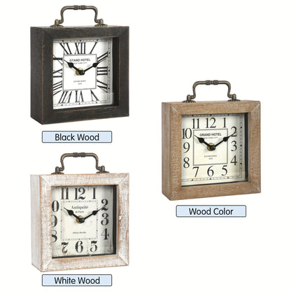 TimberNest - Charming Wooden Shelf Clock with Glass Shield | ribuella
