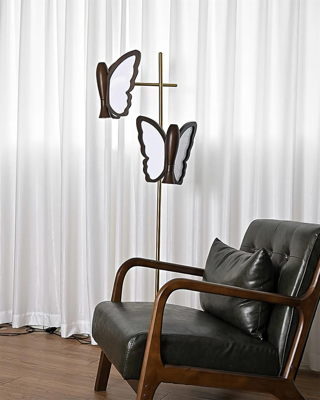 Galileo Butterfly Floor Lamp Sculptural Twin Wing Design Gold Finish Stand