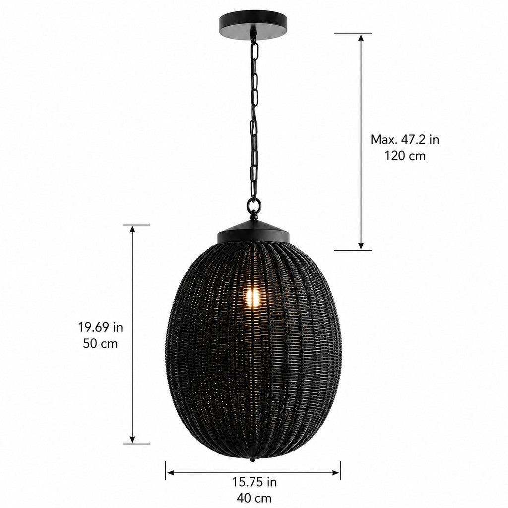 Waterproof Retro Pendant Light Adjustable Hanging Rattan Outdoor LED Warm White 4W | ribuella