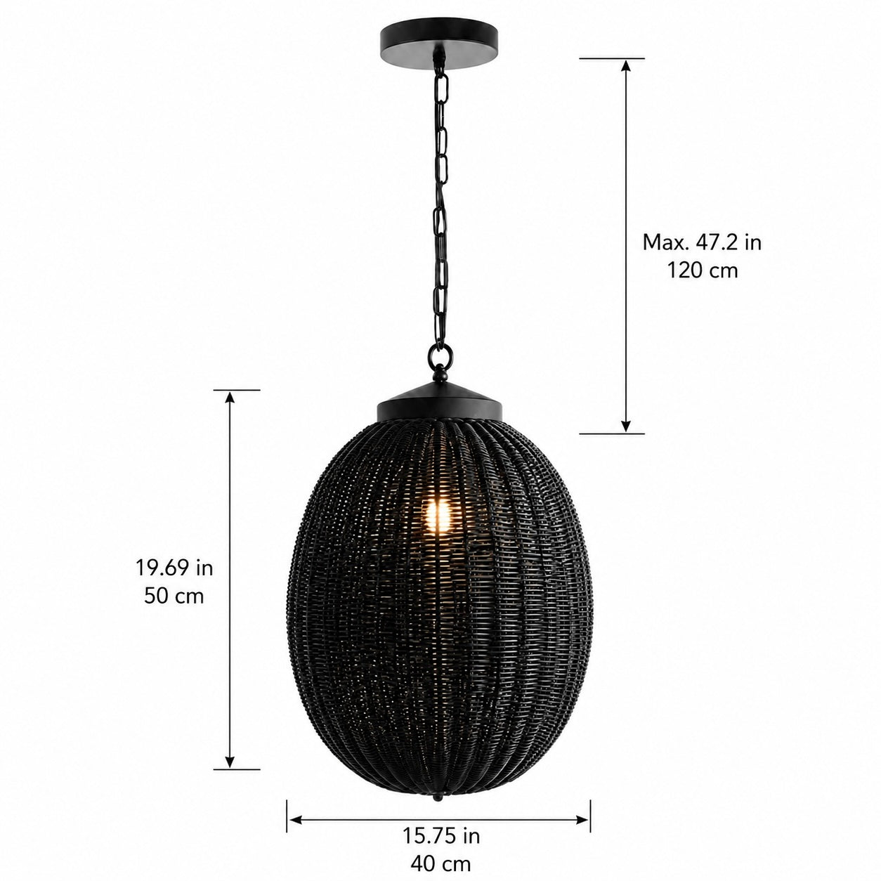 Waterproof Retro Pendant Light Adjustable Hanging Rattan Outdoor LED Warm White 4W | ribuella