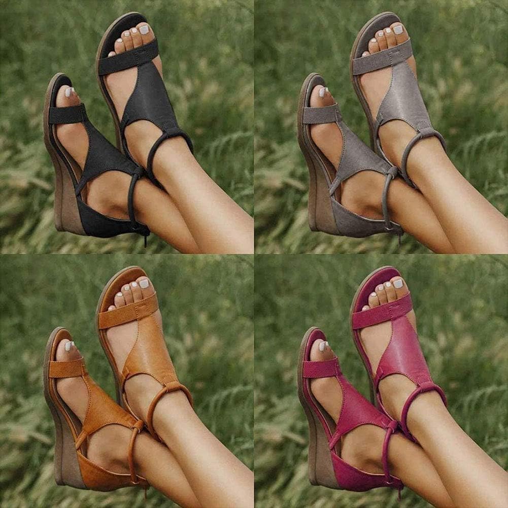 Strappy Wedge Sandals with Comfortable Footbed | ribuella