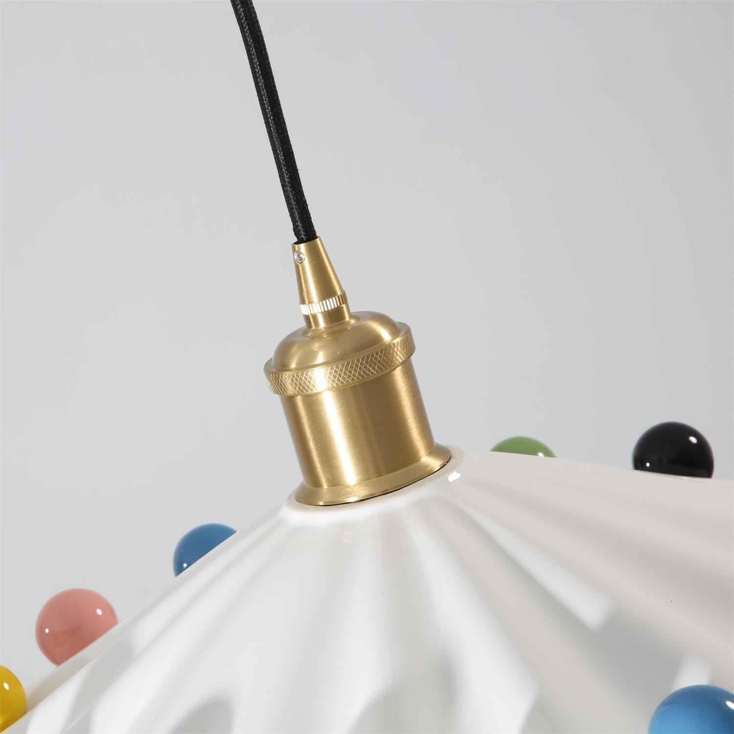 Fonthill Pendant Lamp, Sculpted Wavy Form, Glossy Bead Detail