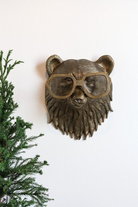 Sculpture rustique de tête de cerf texturée, décoration murale façon bois de cerf