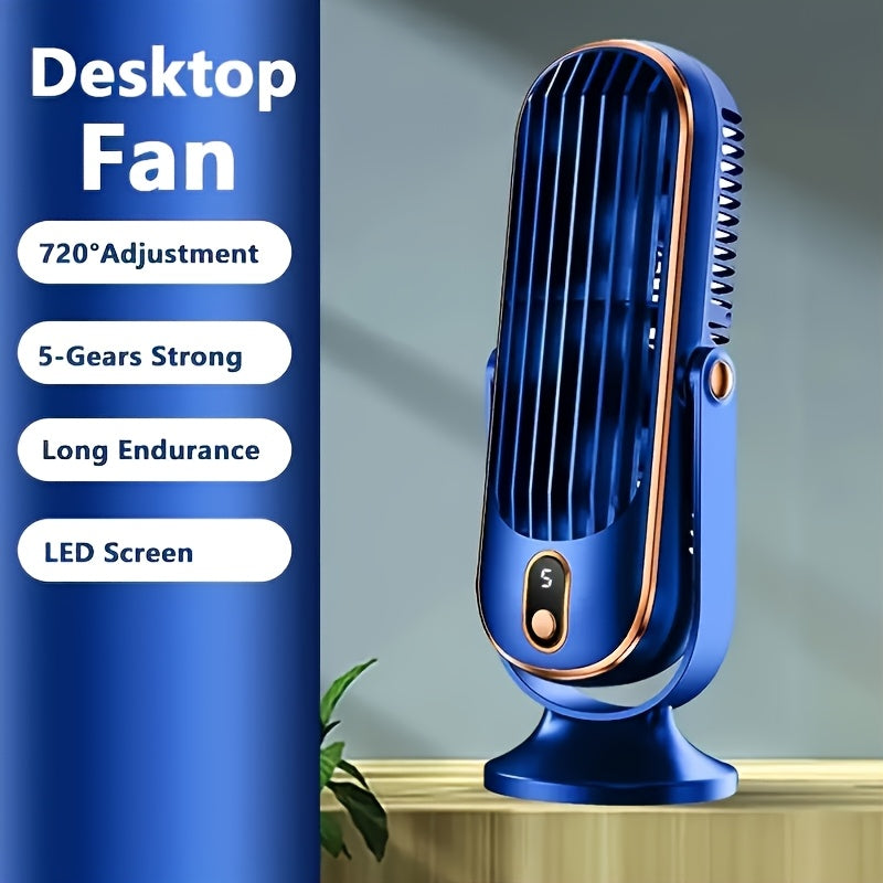 Portable 5-Speed Air Cooler & USB Desk Fan, Rechargeable Battery