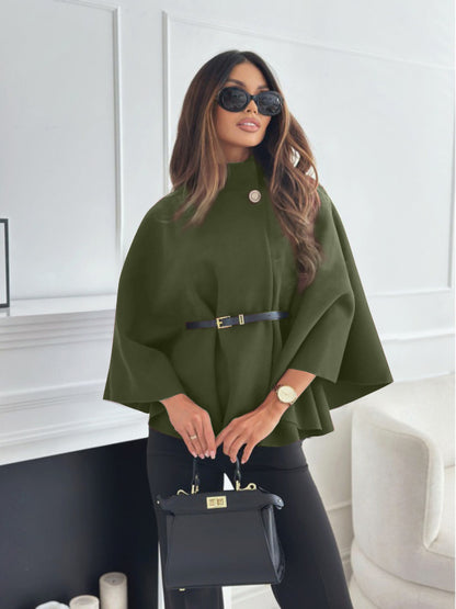 Poncho Col Montant Ceinturé