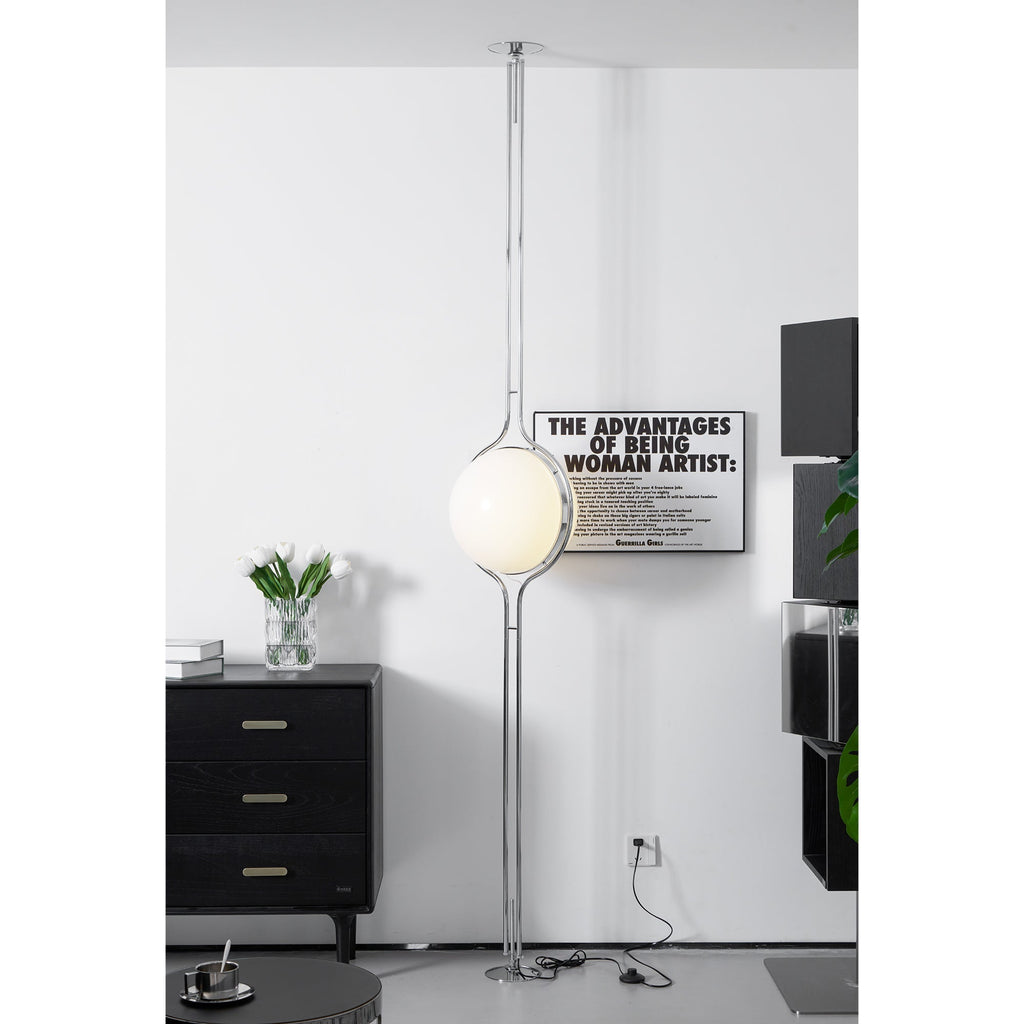 Garrault-Delord Dual Position Lamp, Ceiling Or Floor Stand, Contemporary Frame