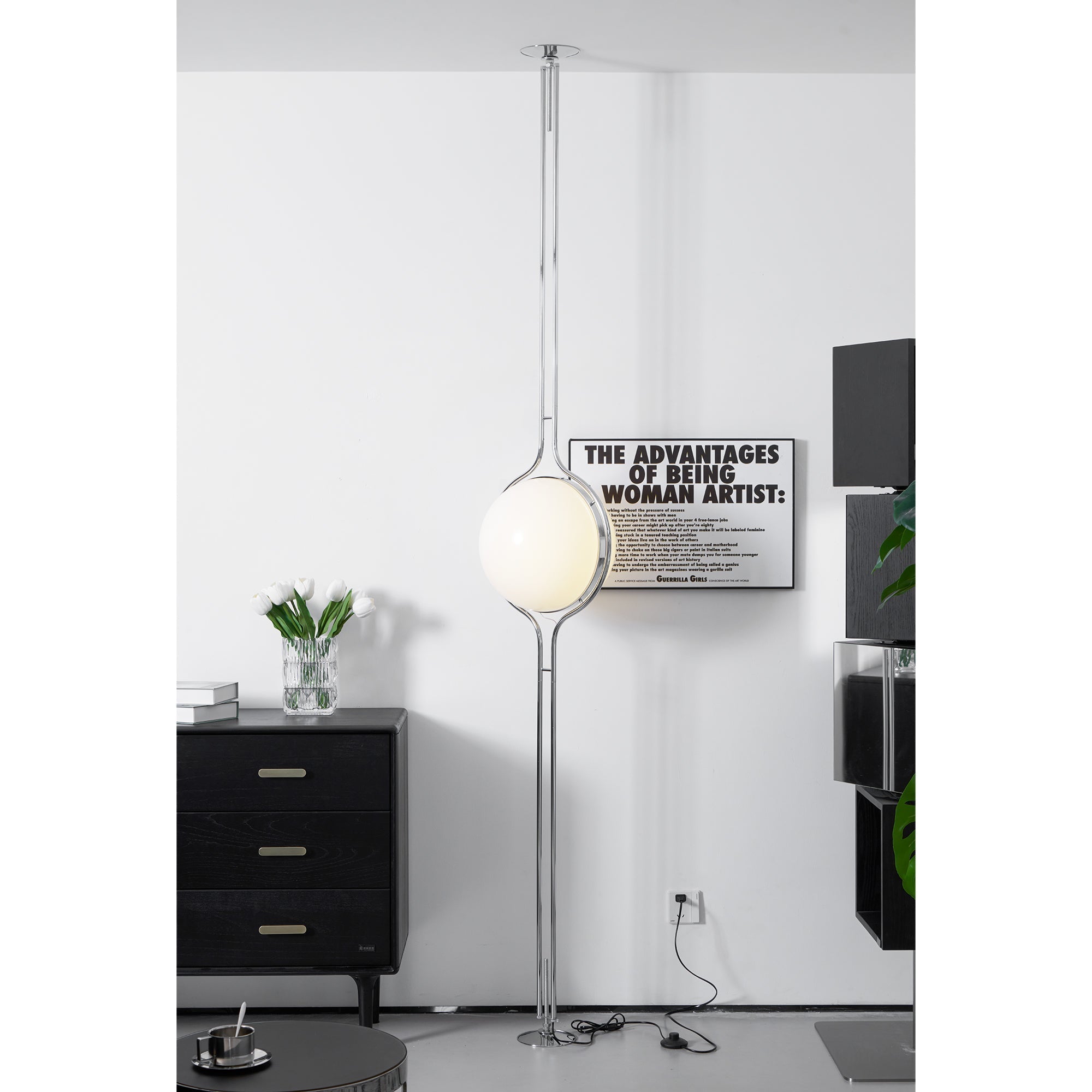 Garrault-Delord Dual Position Lamp, Ceiling Or Floor Stand, Contemporary Frame