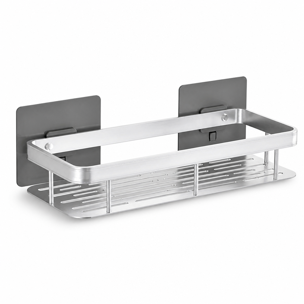Self-Adhesive Drill-Free Stainless Steel Bathroom Wall Shelf (Holds 11 lb) | ribuella
