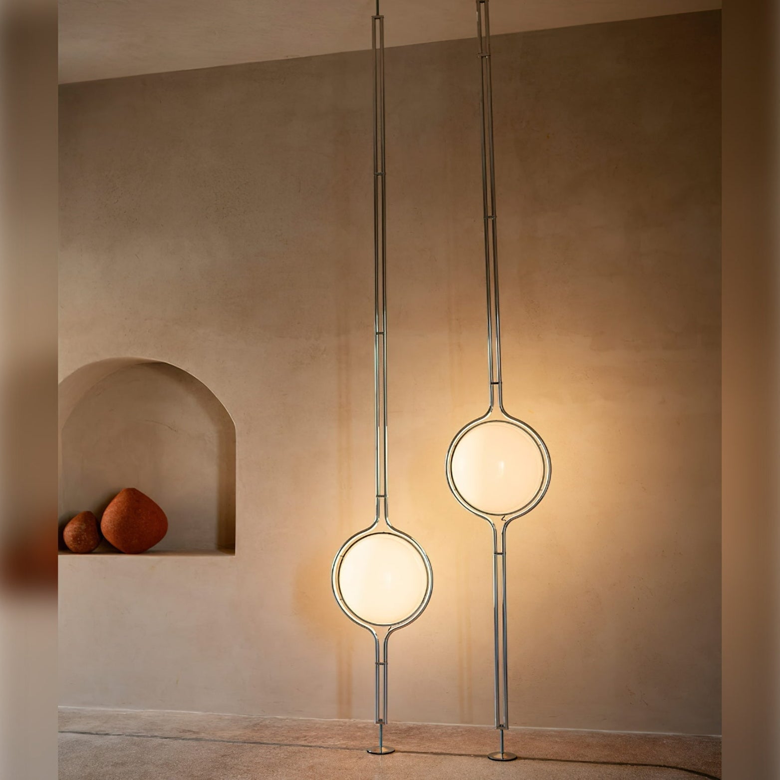 Garrault-Delord Dual Position Lamp, Ceiling Or Floor Stand, Contemporary Frame
