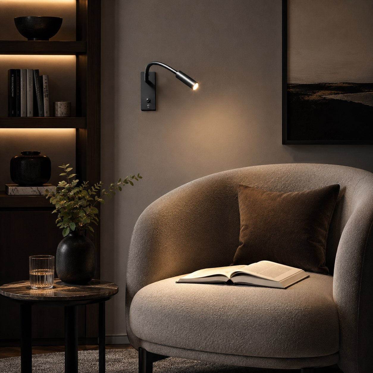 Industrial Wall Light Adjustable Gooseneck Aluminum Integrated LED Task Lamp 3000K Warm White | ribuella
