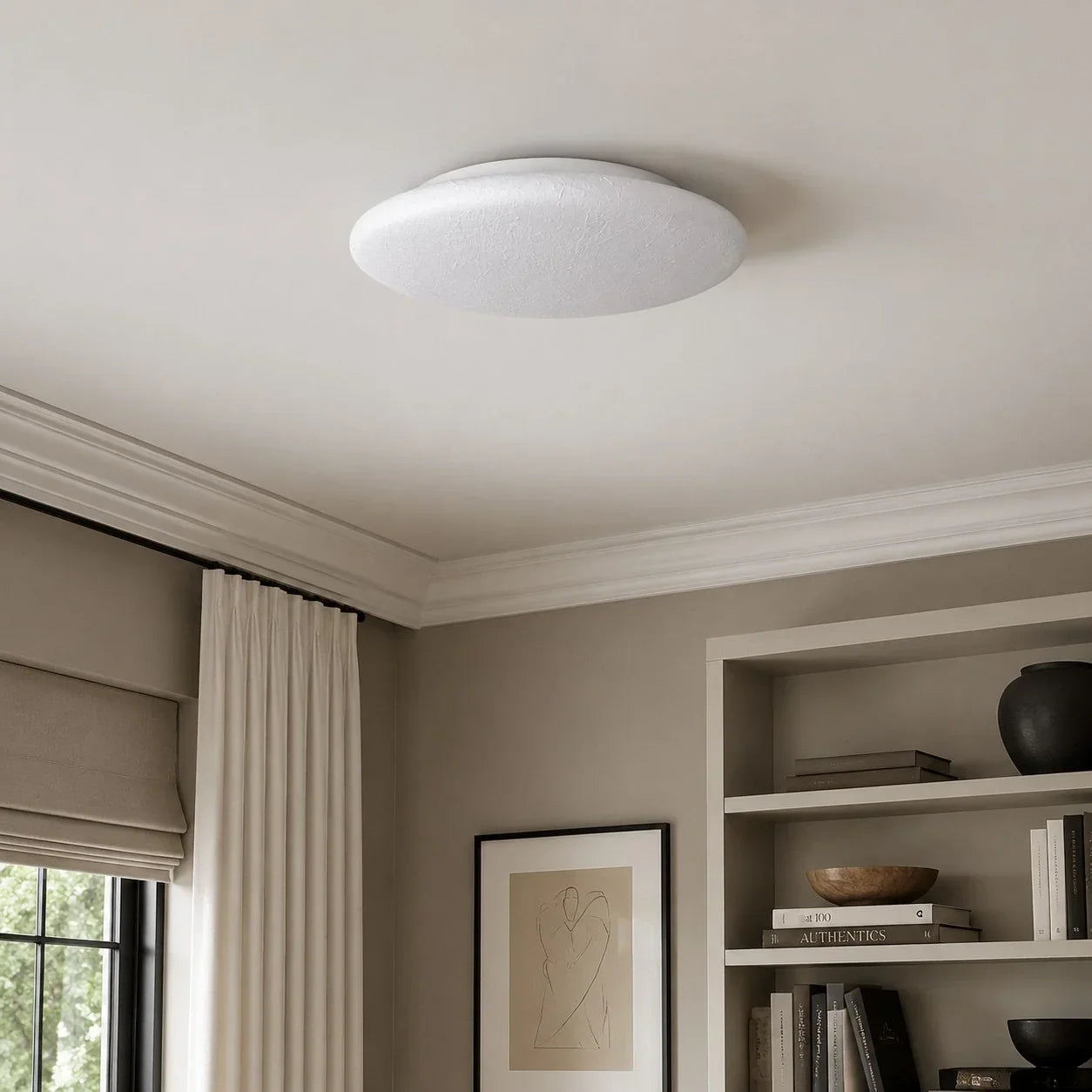 Round LED Ceiling Light French Cream Flush Mount Design