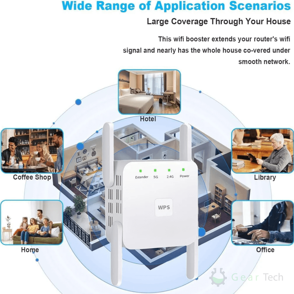 Dual Band WiFi Range Extender Compact Wireless Signal Booster