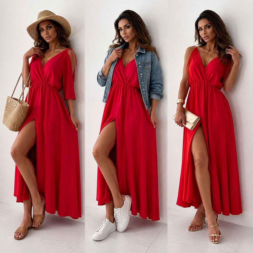 SerenAura V-Neck Dress | Own Every Room with Bold, Effortless Confidence | ribuella