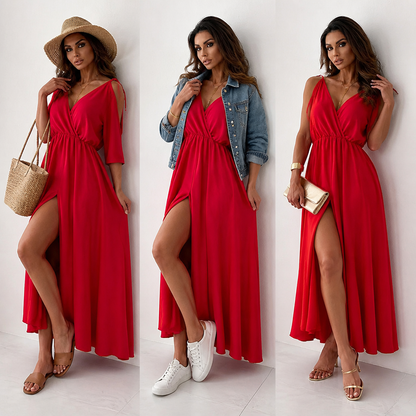 SerenAura V-Neck Dress | Own Every Room with Bold, Effortless Confidence | ribuella