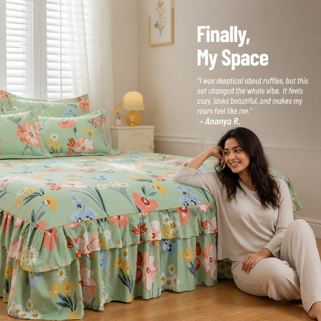 Three-Piece Ruffled Bedding Set - Wrap Your Bedroom in Cozy Elegance and Effortless Charm | ribuella