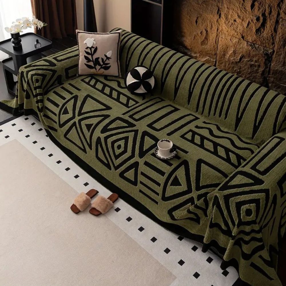 Maze Design Couch Cover — Washable And Durable Slipcover