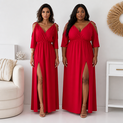 SerenAura V-Neck Dress | Own Every Room with Bold, Effortless Confidence | ribuella