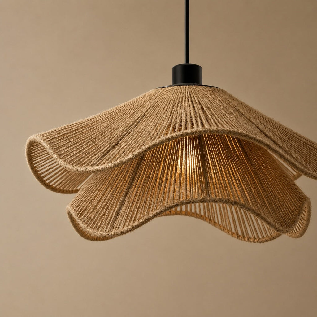 Boho Pendant Lamp Hanging Jute Light Natural Finish Adjustable Height For Kitchen Pendant Lighting | ribuella