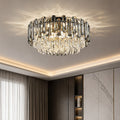Modern Round Ceiling Light Chandelier with Crystal Accents Stainless Steel LED Adjustable Color Temperature | ribuella