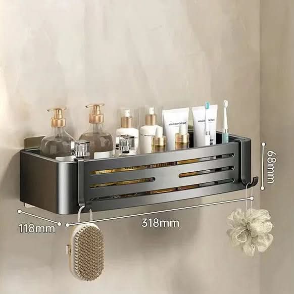 Self-Adhesive Aluminum Shelf Organizer for Bathroom Storage | ribuella
