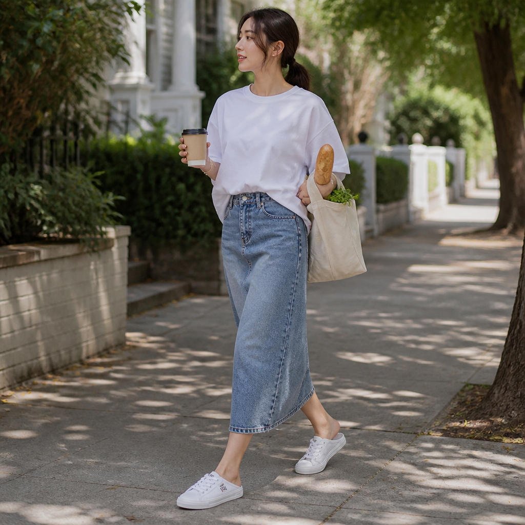 StridePulse – Casual Denim Mule Sneakers with Frayed Edges | ribuella