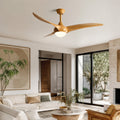 Contemporary 52 Inch Ceiling Fan with Lights Flush Mount Metal and Glass LED Dimmable DC Motor | ribuella