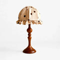 French Vintage Polka Dot Fabric Table Lamp White or Brown Trim